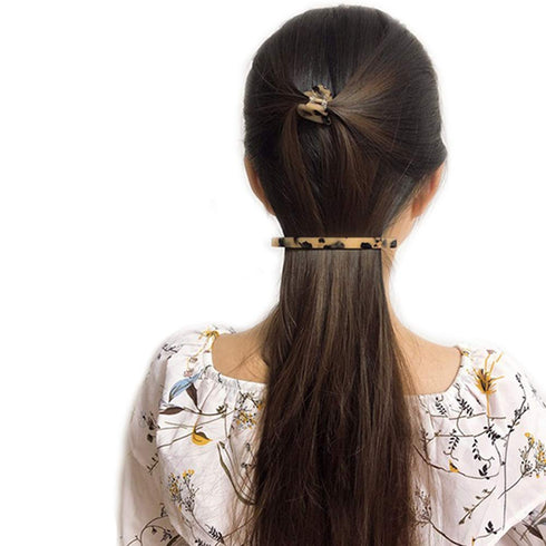 Luckycivia 2 Pack Hair Barrette - Long and Thin Handmade Celluloid Onyx Hair Clip, Elegant Automatic Hair Clip for