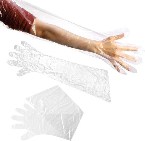 Okllen 100 Pcs Disposable Dressing Gutting Gloves, 35 Inch Extra Long for Hunting Field Dressing