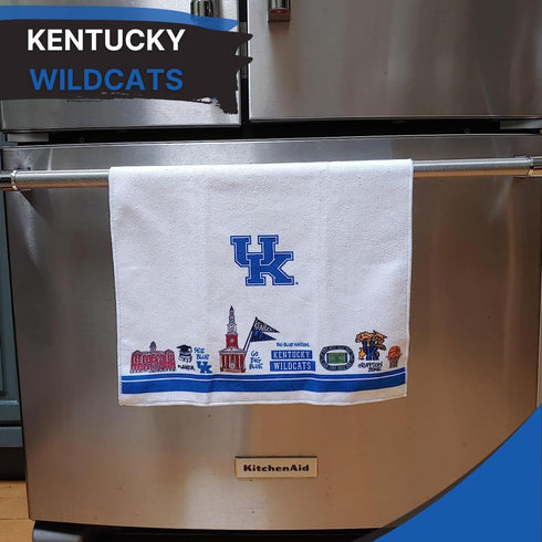 Magnolia Lane Kentucky SEC Kitchen Hand Towel UK Campus Icons- Reusable Cleaning Cloth- Microfiber Texture, Super