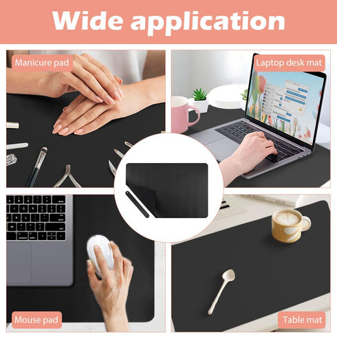 Nail Art Table Mat 23.62x15.75 Inch, Foldable Manicure Pad for Nail Technician, Nail Polish Mat for Salon Home (Black)