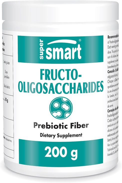 Supersmart - Fructo Oligosaccharides Powder | 200 g | (Prebiotics FOS) - Oligofructose Inulin - Fiber Supplement -