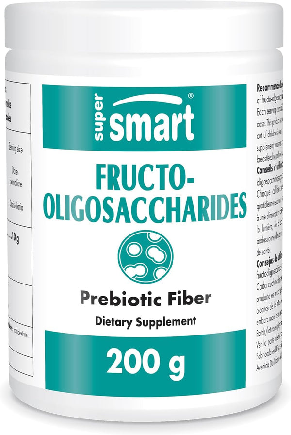 Supersmart - Fructo Oligosaccharides Powder | 200 g | (Prebiotics FOS) - Oligofructose Inulin - Fiber Supplement -