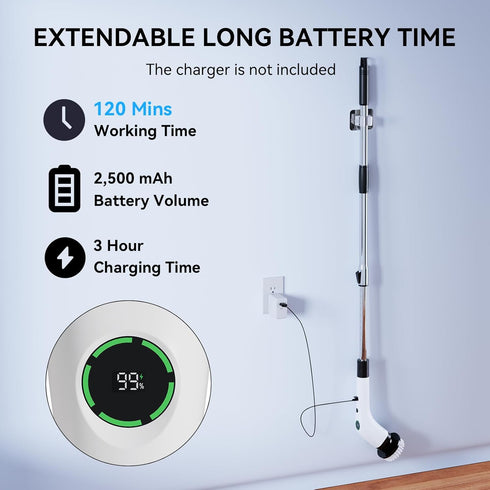 IPX7 8 -SD-CTB01 Electric Bathroom Cleaning Brush, Cordless Spin Scrubber Full Body Waterproof with Adjustable Handle