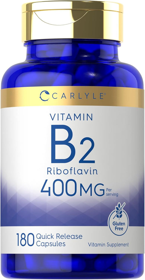 Carlyle Vitamin B-2 400mg | 180 Count | Non-GMO, Gluten Free Supplement | Riboflavin