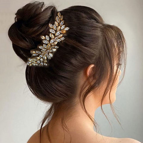 JAKAWIN Bride Crystal Wedding Hair Vine, Gold Rhinestone Hair Piece for Women