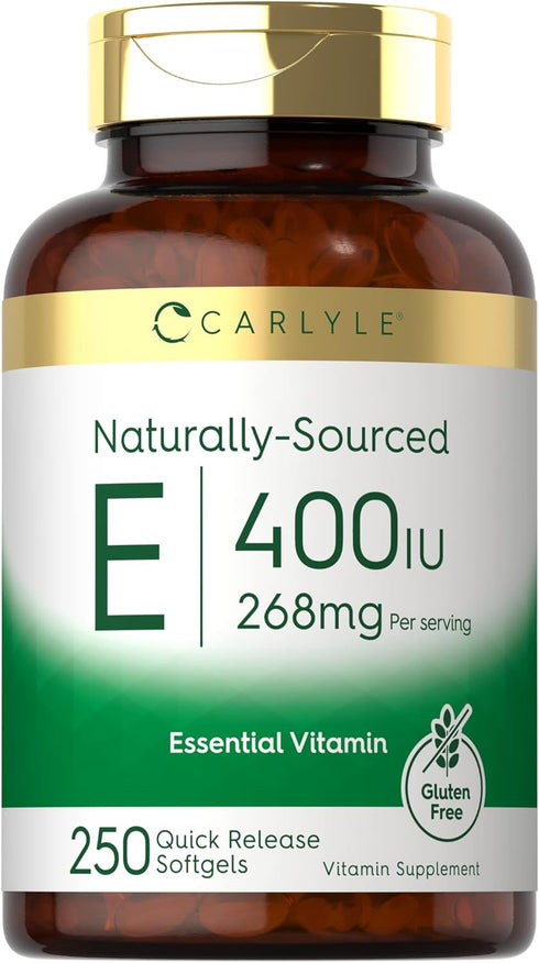 Carlyle Vitamin E 400 IU Softgels | 250 Count | Naturally Sourced, Non-GMO, Gluten Free