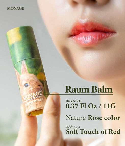 MONAGE Korea Vegan Tinted Lip Balm, 0.38 Ounce Natural Red Lip Care & Moisturizer for Dry, Cracked Lips & Cheek