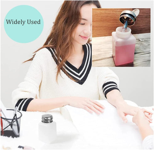 Utoolmart 3 Pcs 250Ml Alcohol Liquid Press Pumping Dispenser with Sealing Ring for Nail Polish Remover, Makeup Remover