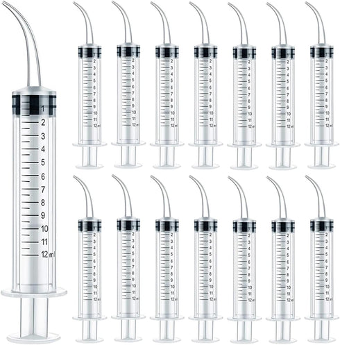 TIHOOD 15PCS 12ml/cc Plastic Syringes, Disposable Irrigation Syringe for Oral Care, Animal Feeding with Measurement