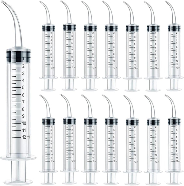 TIHOOD 15PCS 12ml/cc Plastic Syringes, Disposable Irrigation Syringe for Oral Care, Animal Feeding with Measurement
