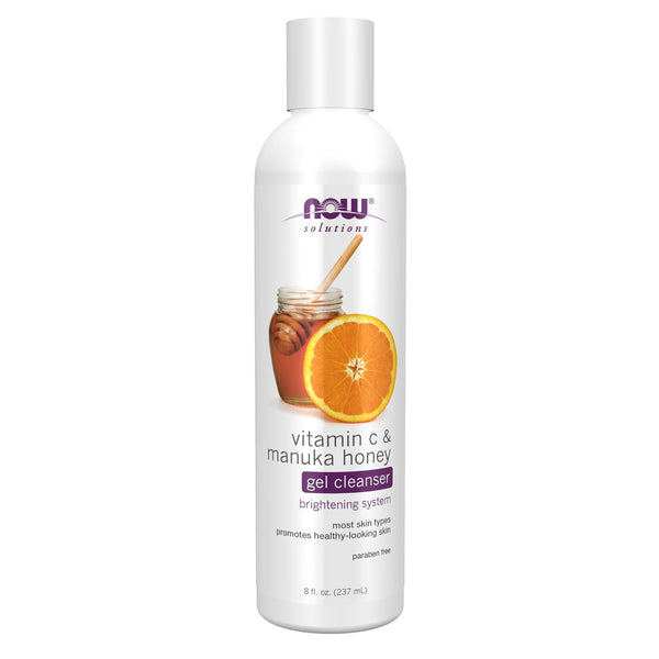 NOW Foods Vitamin C and Manuka Honey Gel Cleanser - 8-Ounce, Brightening System for Healthy Skin