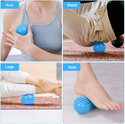 URAQT Set, 2 Pack Spiky Massage Ball Physical Therapy Massage Balls, Hard Lacrosse Ball & Spiky Massage Ball