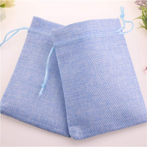 Tvoip 30Pack Burlap Bags with Drawstring, Gift Bags for Wedding Party and DIY Craft (Light Blue)