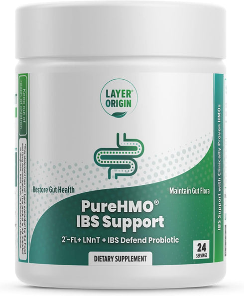 Layer Origin PureHMO IBS Support - Clinically Tested Super Prebiotic + Probiotic to Relieve IBS Symptoms