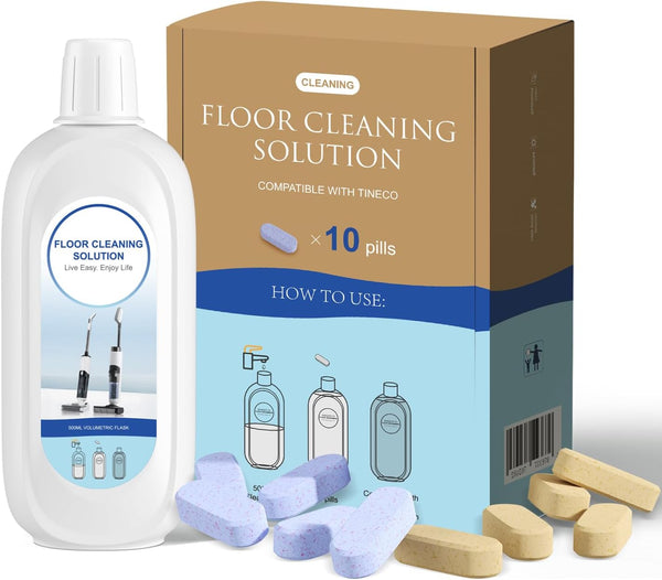 10 Bottles Tineco Cleaning Solution - 500ml Each, Lavender and Orange Scents for Robot Vacuums and Wet/Dry Vacuums