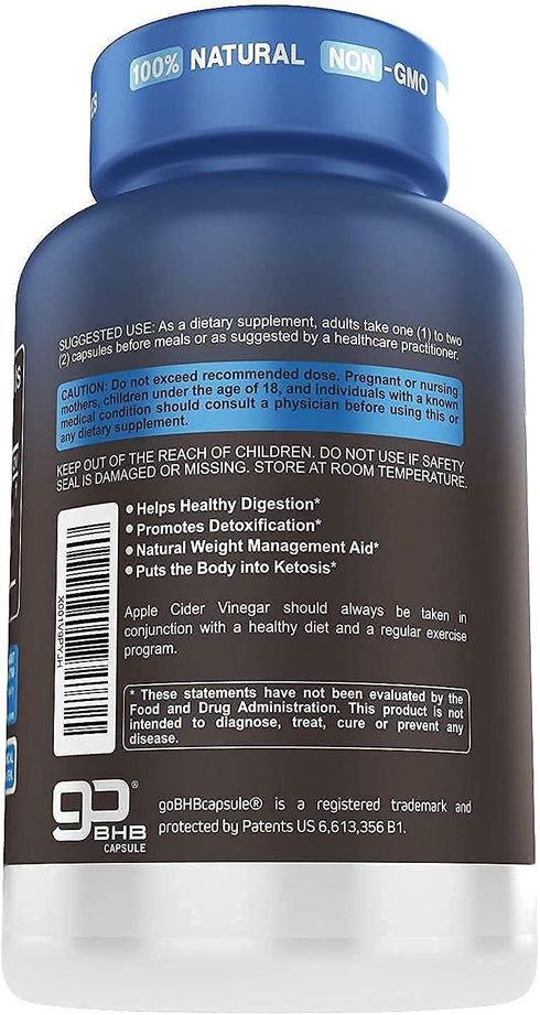 Herbtonics Apple Cider Vinegar + Keto BHB Formula - Digestion & Detox Support, Appetite Control Supplement.