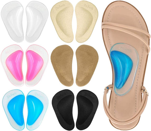 Dr. Foot's Arch Support Shoe Insoles for Flat Feet, Gel Inserts for Plantar Fasciitis, 6 Colors - 6 Pairs