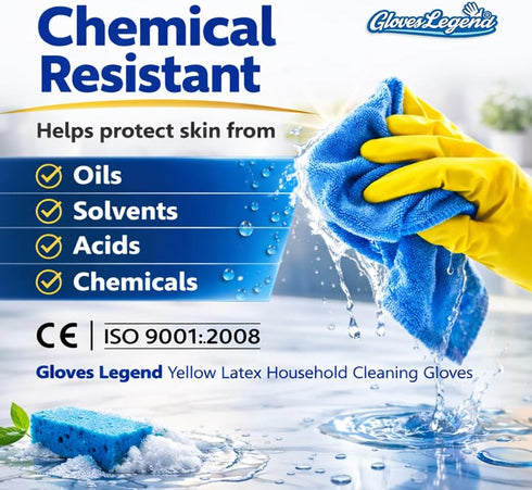 Reusable Dishwashing Gloves for Kitchen Cleaning - Medium & Small in Yellow