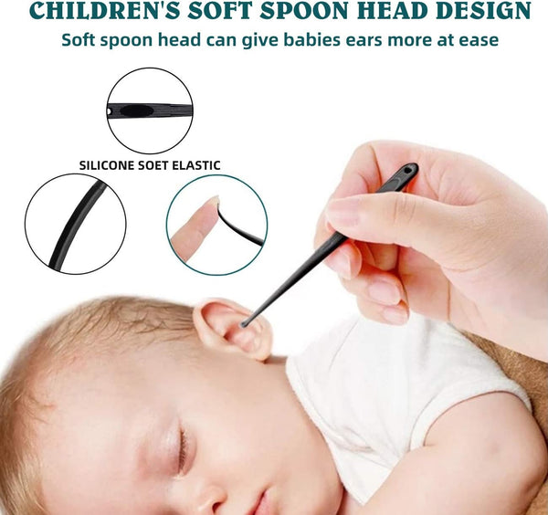Ear Wax Removal Kit for Adults and Kids, One-Piece Ear Picker Design, Ear Cleansing Brush with Storage Box (White)