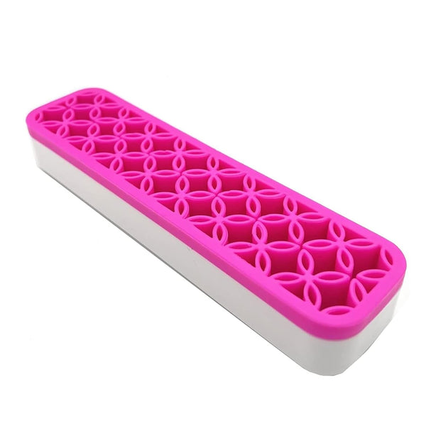 TANG SONG 1 PC Rectangle Silicone Makeup Brush Holder, Cosmetic Storage Box for Desktop Organizers (Pink)
