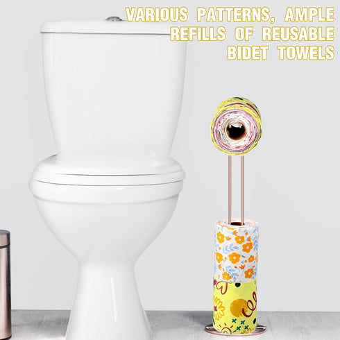 50 Pcs Reusable Toilet Washable Bidet Towels, Rerollable Cloth Wipes, Absorbent Cotton Paperless Towels