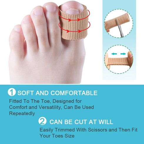 Povihome 6 Pack Toe Tubes - Large (15/16''D), Fabric and Gel Lining Big Toe Protector for Pain Relief