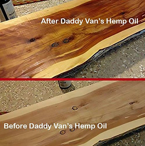 Daddy Van's All Natural Hemp Oil Wood Finish and Restorer, Food Safe, Chemical Free, Zero VOC, 16 oz