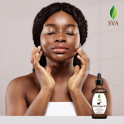 SVA Black Seed Oil - 4 Fl Oz, 100% Natural Cold Pressed for Face, Skin, Hair Care, with Dropper
