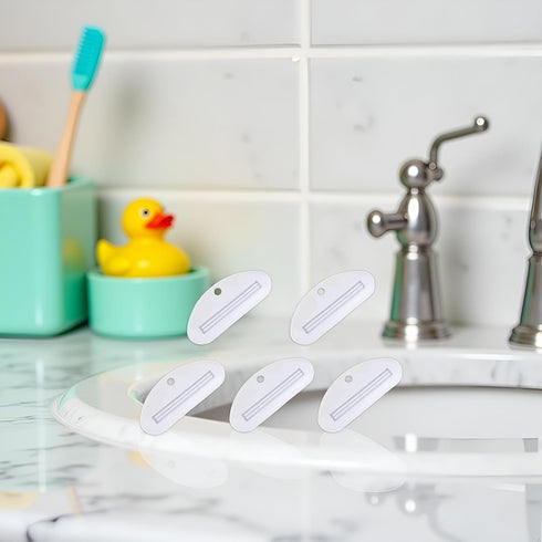 Tnyvm 5Pcs PracticalBathroom White Toothpaste Squeezer, Plastic Toothpaste Tube Squeezer Dispenser, Toothpaste Clips