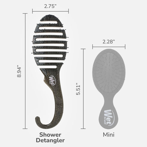 Wet Brush Shower Hair Brush Detangler - Ultra-soft IntelliFlex Bristles for Wet & Dry Hair, Black Glitter