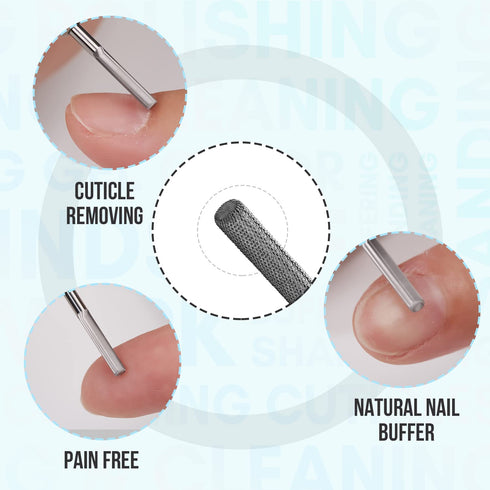 Makartt Silver Cuticle Nail Drill Bit, Safety Tungsten Carbide Cuticle Remover for Electric Nail File, 3/32''