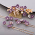 Rhinestone Flower Hair Pieces, Bridal Purple Flower Hairpins Hair Comb Set for Bride and Bridesmaid (4pcs)