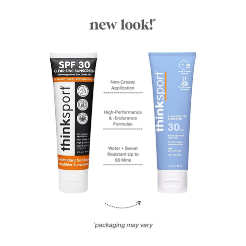 Thinksport Mineral Sunscreen SPF 30, 3 Fl Oz Water Resistant Clear Zinc Oxide, Vegan Reef Safe Broad Spectrum Sun Screen