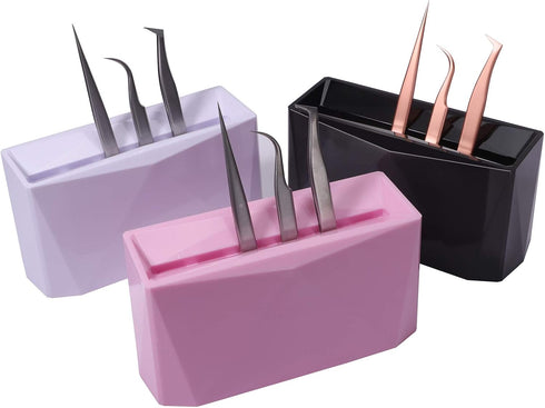 Pretty Memory Tweezer Holder, 6 Holes Lash Tweezer Stand for Eyelash Extensions, Black