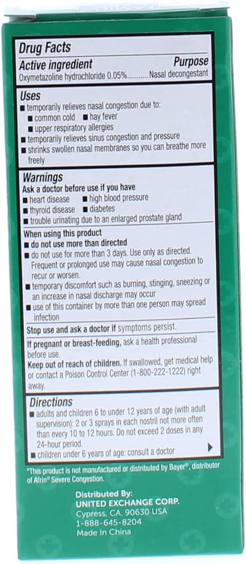 Nasal Relief Spray, Pump Mist for Severe Congestion, Anti-drip, 12 Hours, 6 Pack (Oxymetazoline HCI)