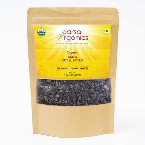 Darsa Organics Amla Berry Cut & Sifted from India, 8 Ounce Resealable Pouch, Rich in Vitamin C & Antioxidants.