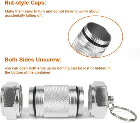 Shintop 2PCS High Capacity Aluminum Keychain Waterproof Pill Container