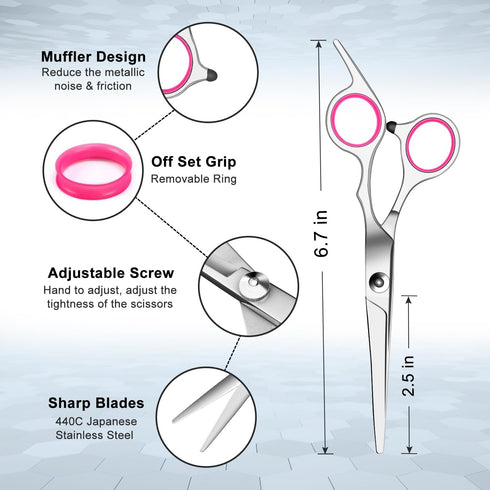 Sirabe 9 PCS Professional Hair Cutting Scissors Kit, Thinning Shears Set for Men, Women, Kids, Adults, Pets