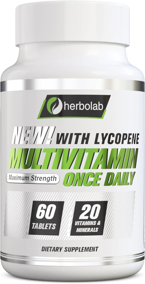 Multivitamin Once Daily, 60 Count, Max Strength Vitamins A, C, D, E, K, B1, B2, B6, B12, Niacin, Calcium
