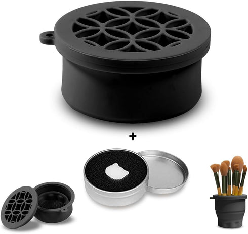 Makeup Brush Silicone Cleaning Cup, Portable Foldable Silicone Makeup Brush Holder, 2-in-1 Design for Cleaning and