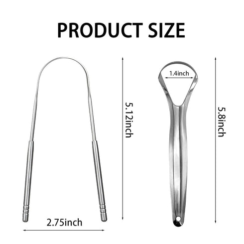 Yiwafu 2 Pack Tongue Scraper,Stainless Steel Tongue Cleaners,Tongue Scraper for Adults, Reduce Bad Breath and Fresh