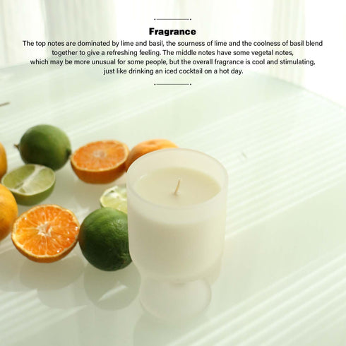 REKMO AMOY LANGYE 6 oz Luxury Lemon, Citrus, Basil Scented Soy Candles for Home - Non Toxic, Long Lasting Burn, Frosted