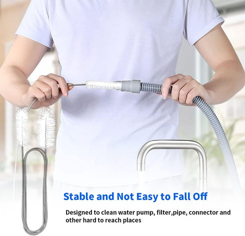 10 Pcs Flexible Drain Brush Set, Pipe Cleaners Brush, Stainless Steel Double-Ended Hose Brush for Home Kitchen