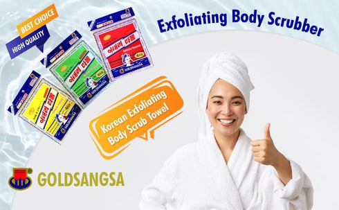 Korean Bath Exfoliating Washcloth - 8 Pcs Body Scrub Towel in Red and Green, Small Size GOLDSANGSA