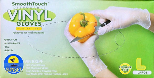 Sunset Large Powder Free Vinyl Gloves