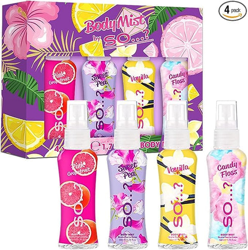 Body Mist Set for Women, 4 pcs - Travel Size Perfume, Vegan Perfumes, 650 to 1000 Sprays