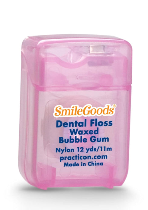 SmileGoods Waxed Dental Floss - 12 yds, Bulk Pack of 72, Bubble Gum Flavored