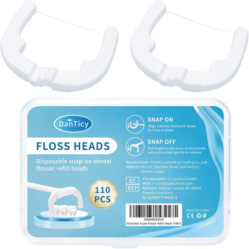 Ultraclean Access Flosser Refill Heads, Snap-On Dental Flosser Refill Heads for Proper Oral Care & Hygiene, 110PCS