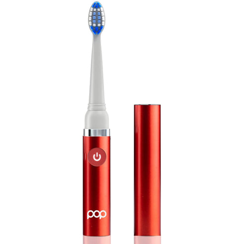 Pop Sonic Electric Toothbrush (Metallic Red) - Travel Toothbrush with 2 Speed & 15,000-30,000 Strokes/Minute