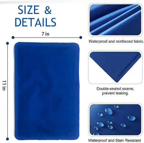 Reusable Gel Ice Pack for Sleeping, Injuries, Chill Pillow Cooling Pad, Relieve Headaches, Migraines, Fevers, Hot Flashes, Night Sweats, Perfect for Children, Adult, Pets, 7 * 11in